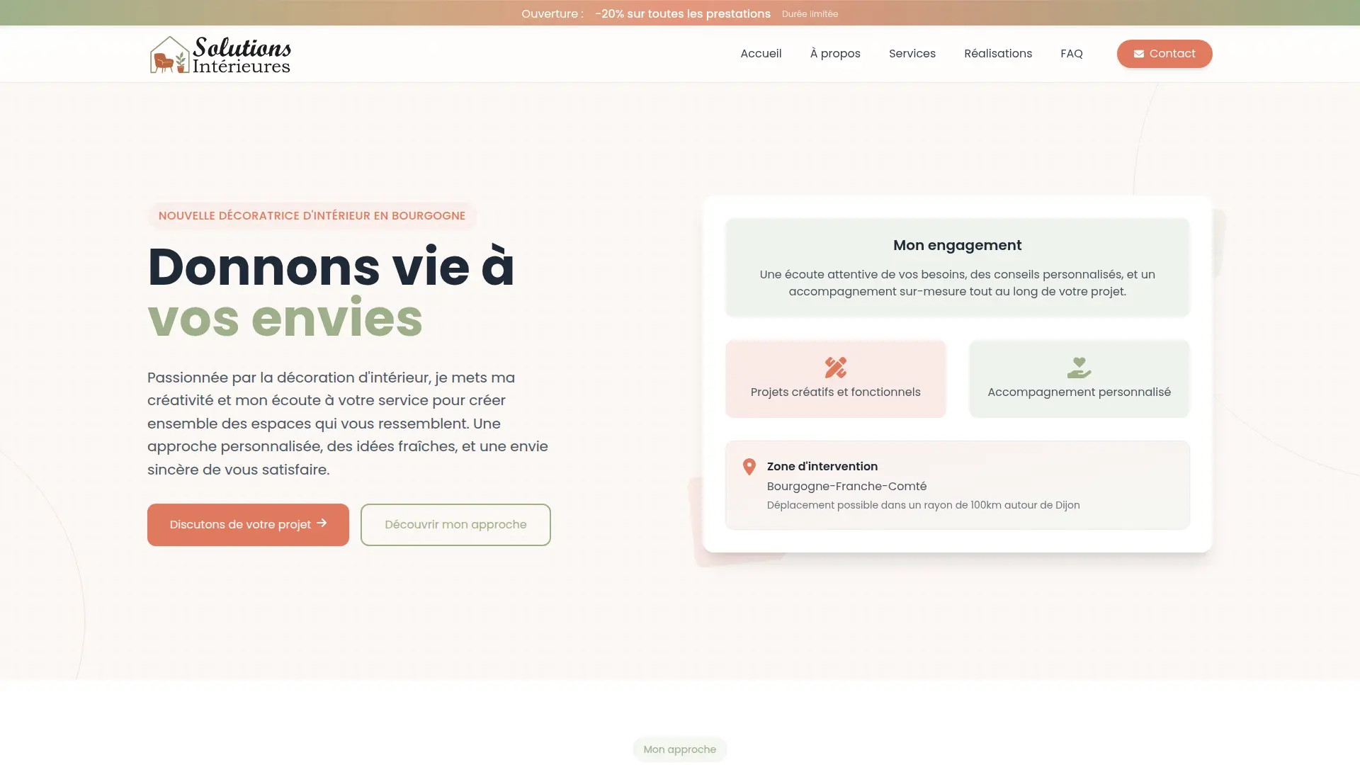 Aperçu du site Solutions Intérieures